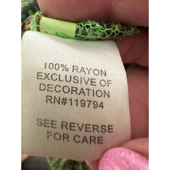 One World Crochet Neck Maxi‎ Dress Women's Medium Green Floral Print Sleeveless - Picture 7 of 9